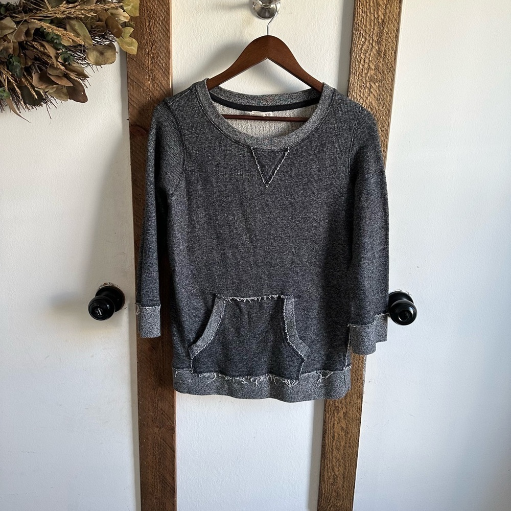 Ruff Hewn Women’s Distressed Gray 100% Cotton Pullover Shirt Size Medium m